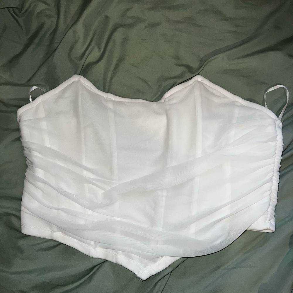 SHEIN Curve White Bustier Top